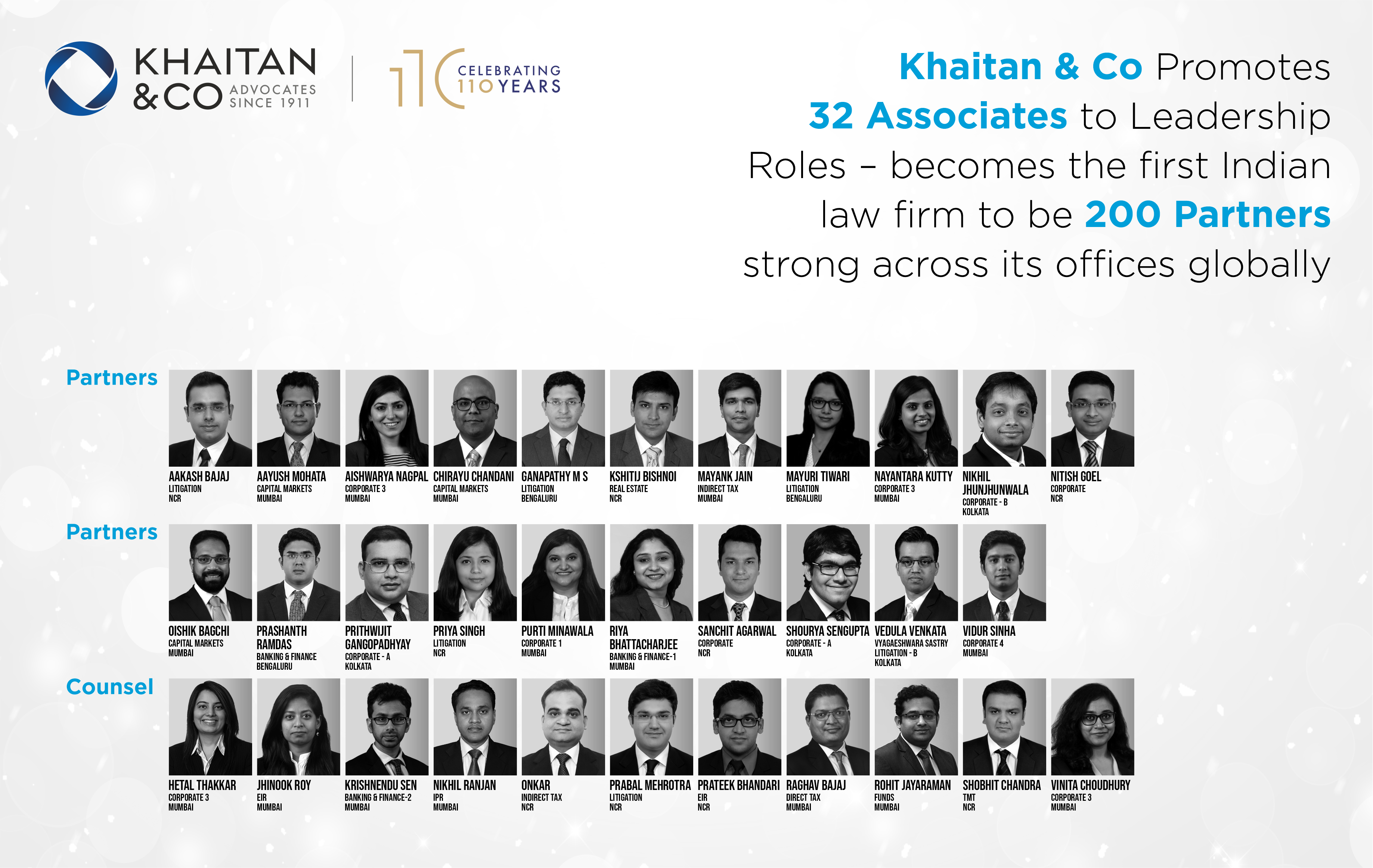  Khaitan & Co Partner Promotions Announcement 2022